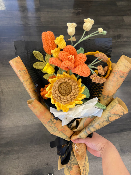 Premade Crochet Bouquet - Sunflower