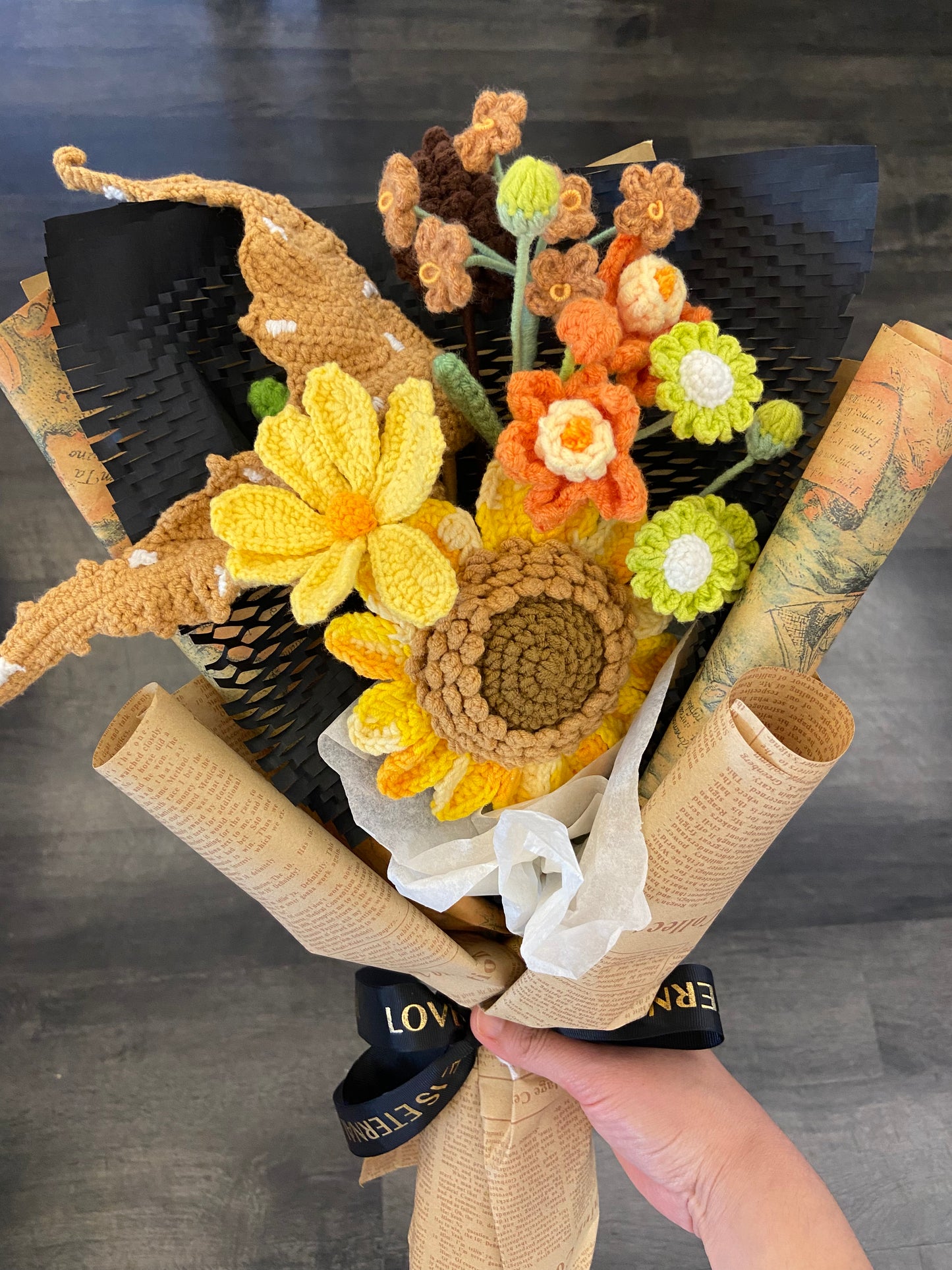 Premade Crochet Bouquet - Sunflower