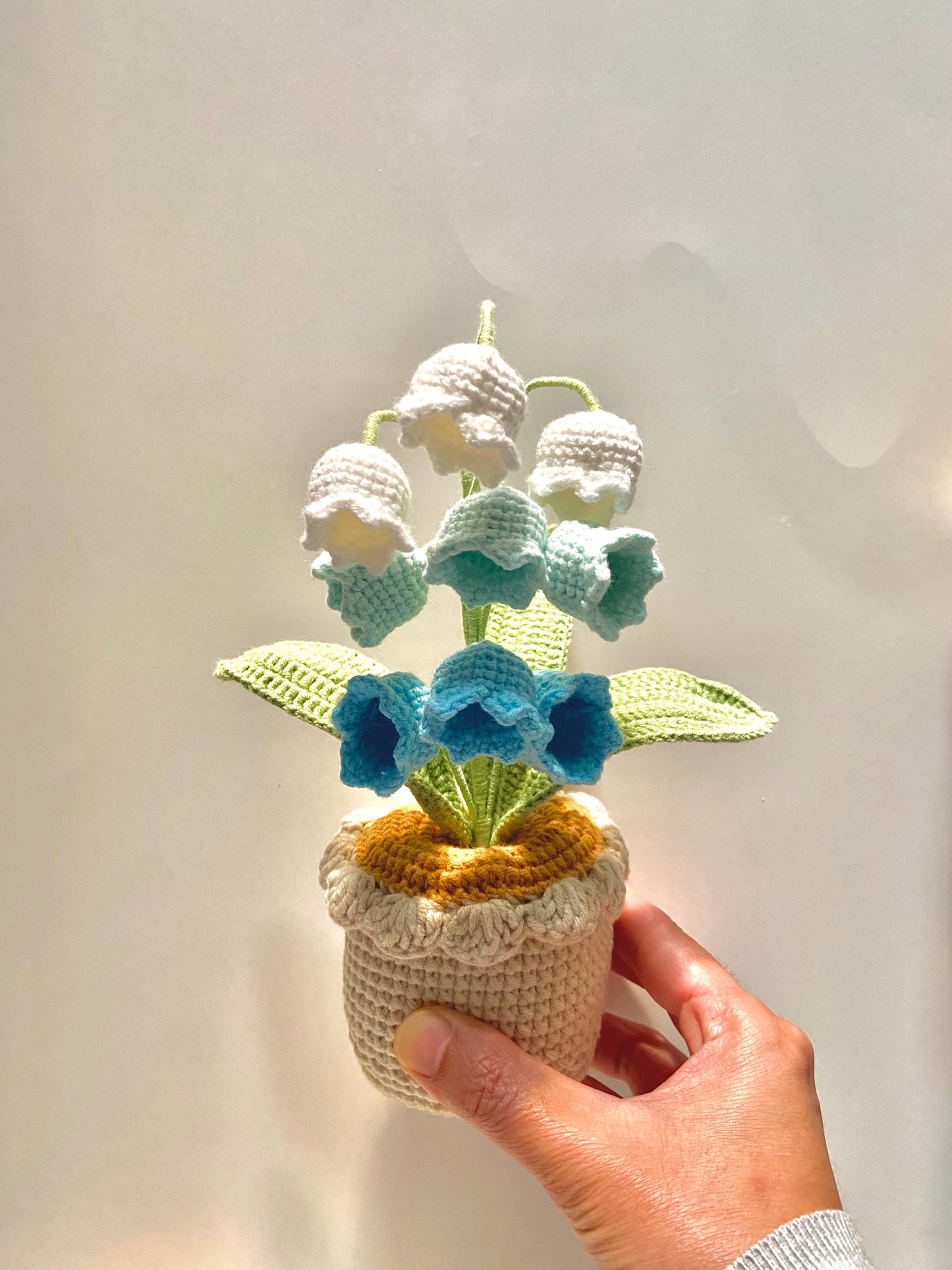 Handmade crochet potted lily in the valley - multiple colors available