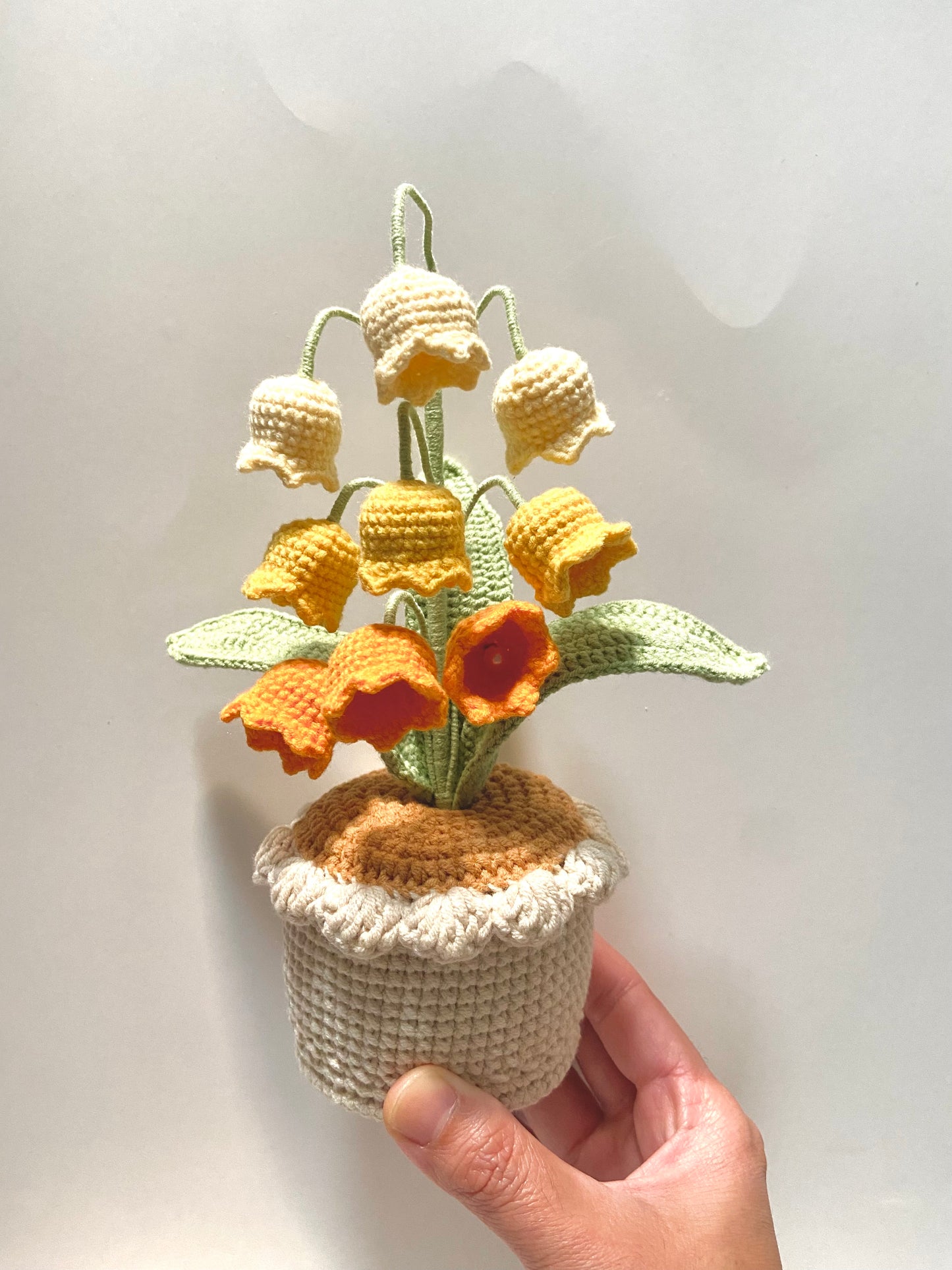 Handmade crochet potted lily in the valley - multiple colors available