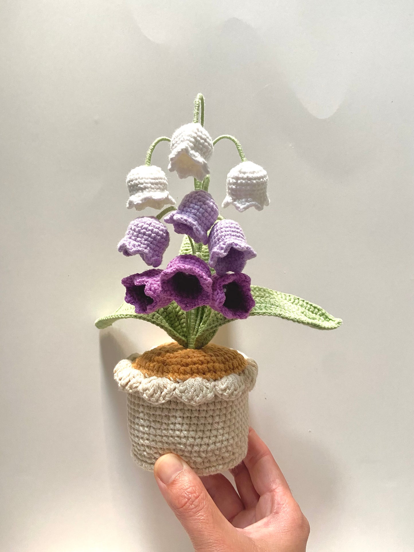 Handmade crochet potted lily in the valley - multiple colors available