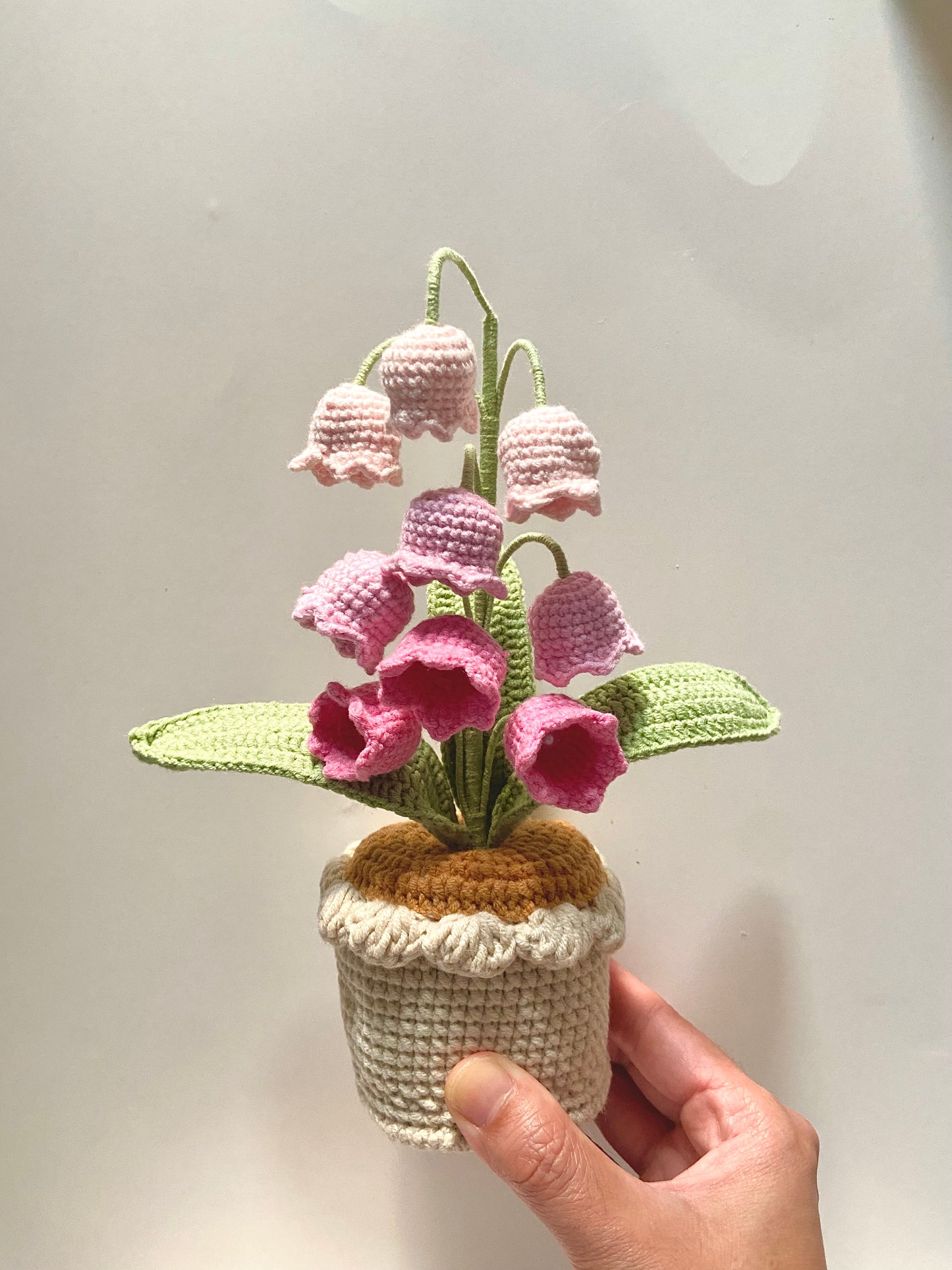 Handmade crochet potted lily in the valley - multiple colors available