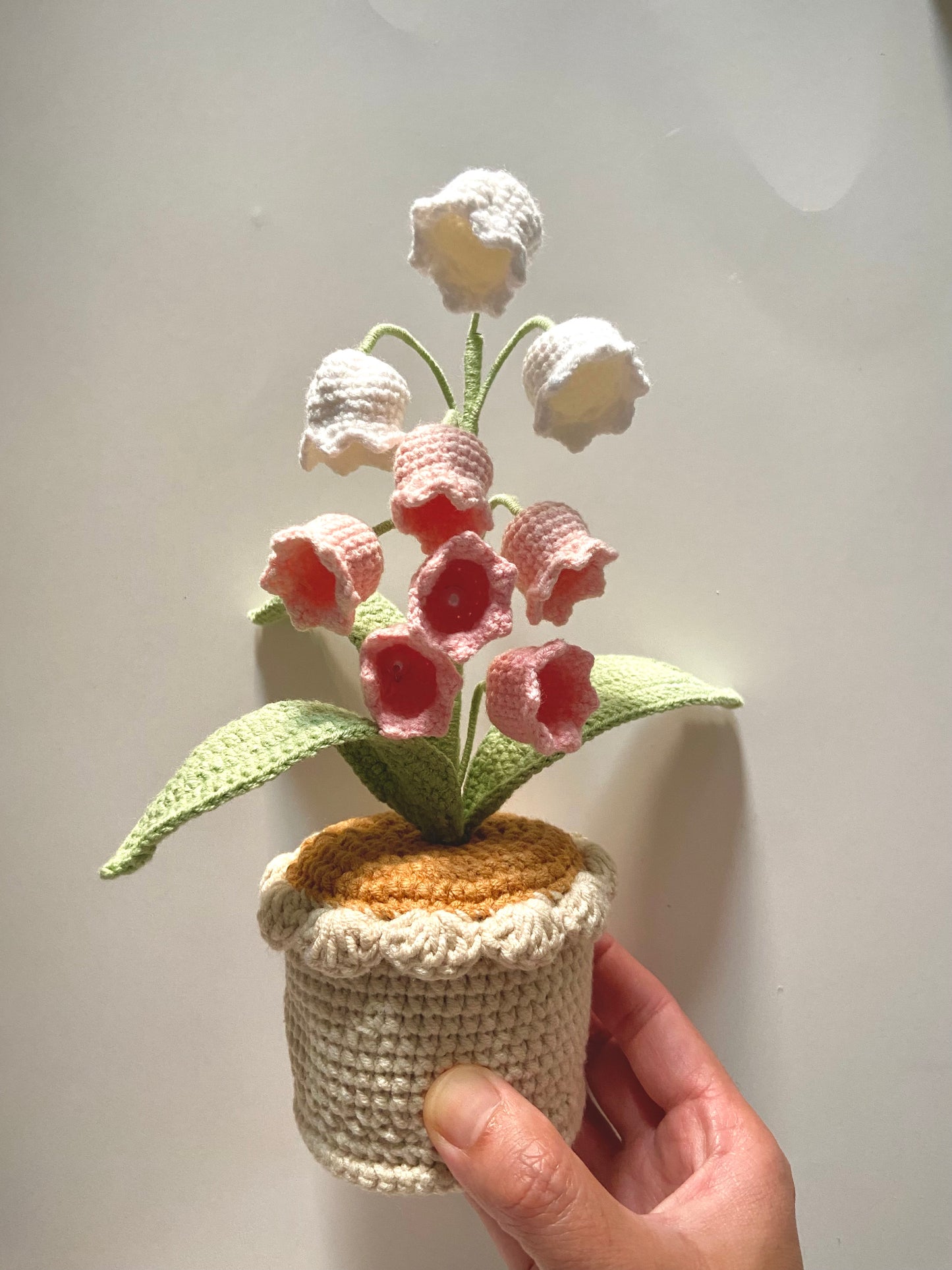 Handmade crochet potted lily in the valley - multiple colors available