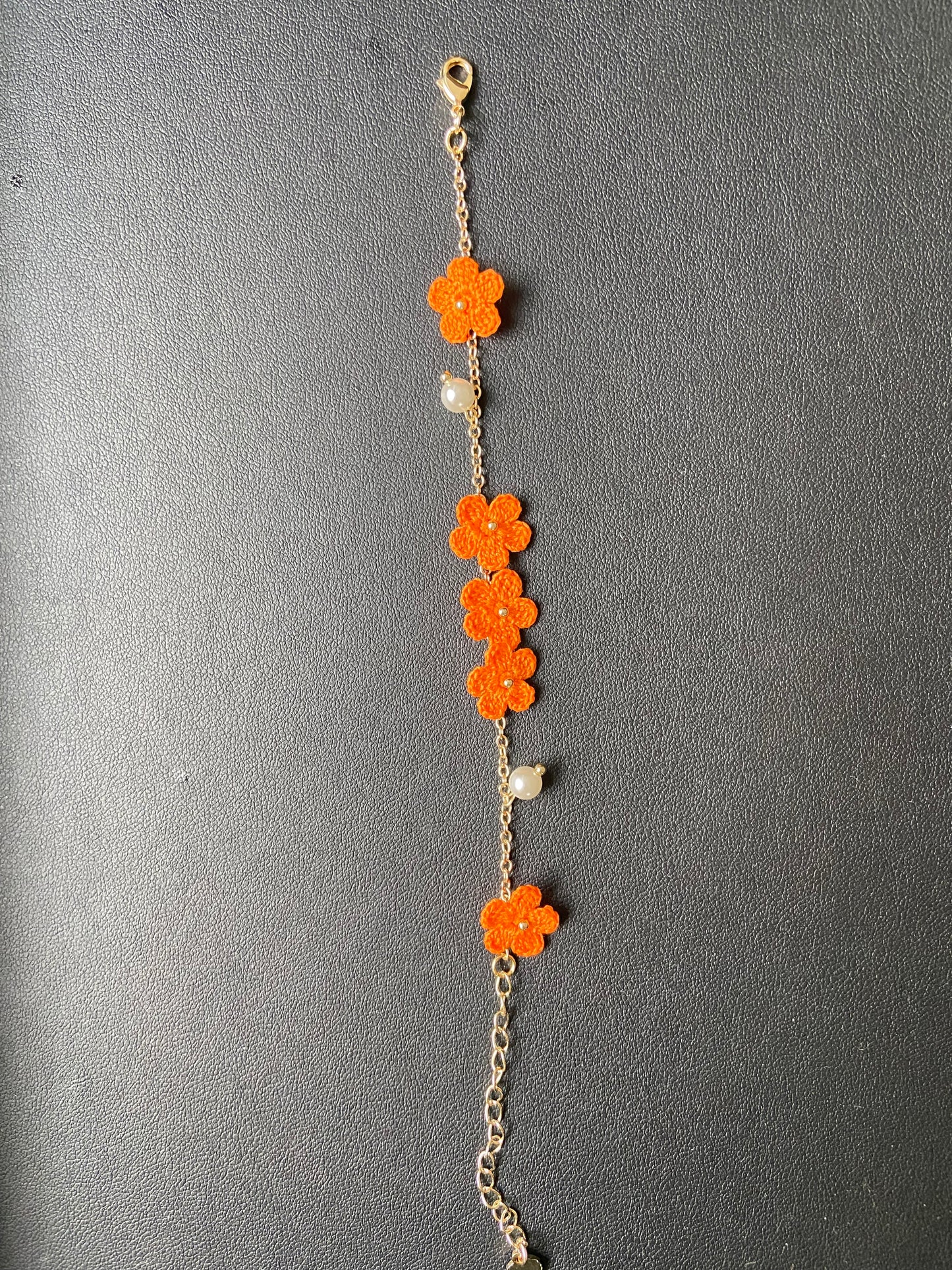 Handmade micro-crochet floral bracelet