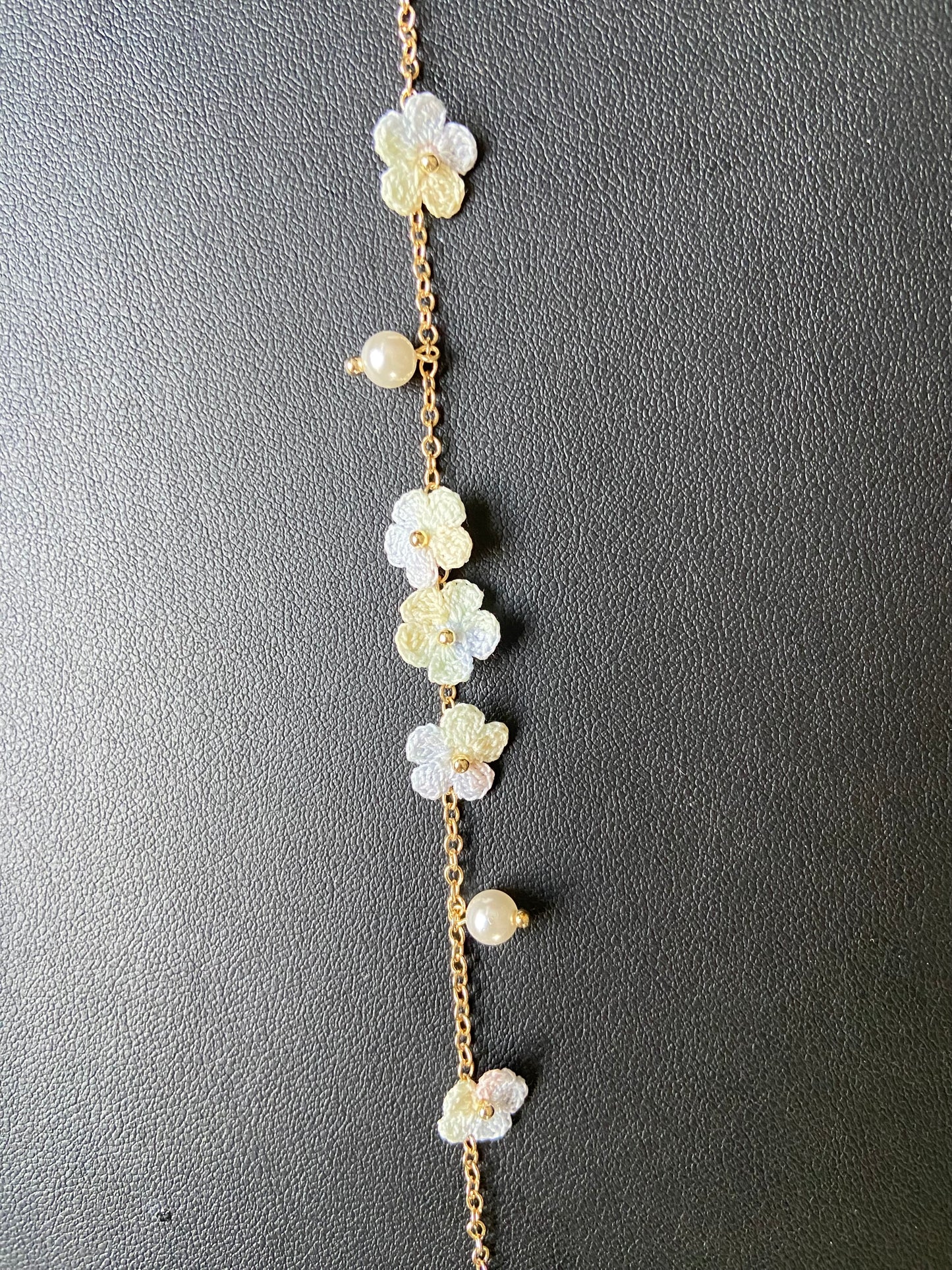 Handmade micro-crochet floral bracelet