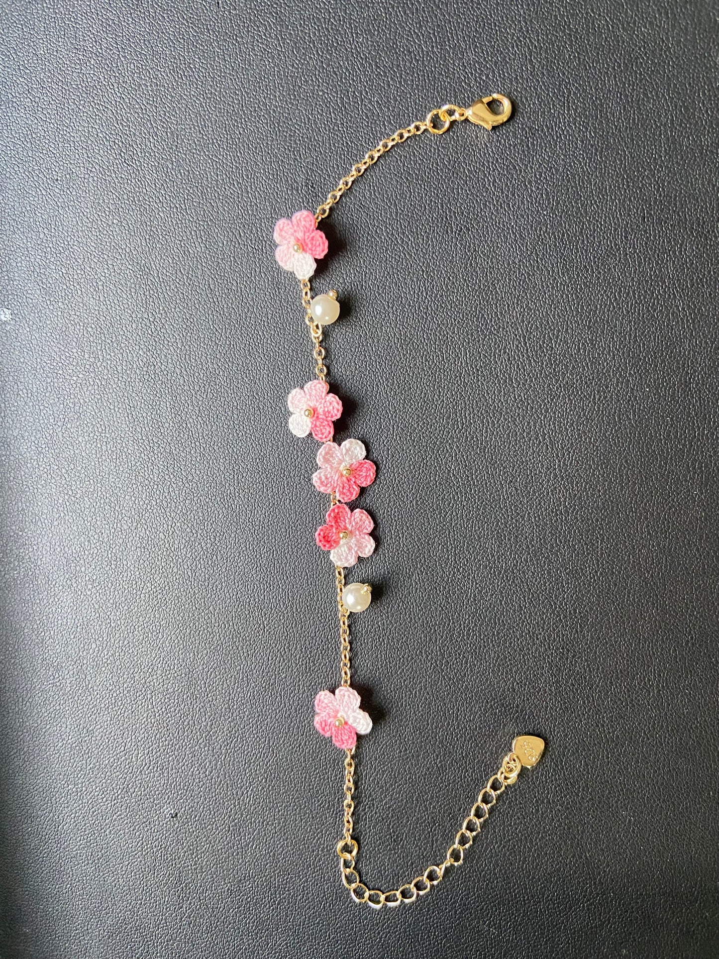 Handmade micro-crochet floral bracelet