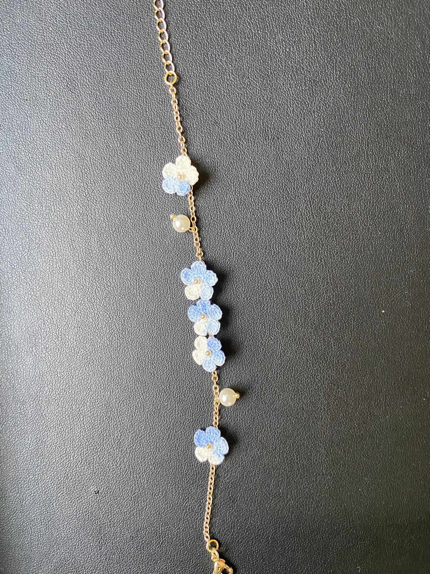 Handmade micro-crochet floral bracelet