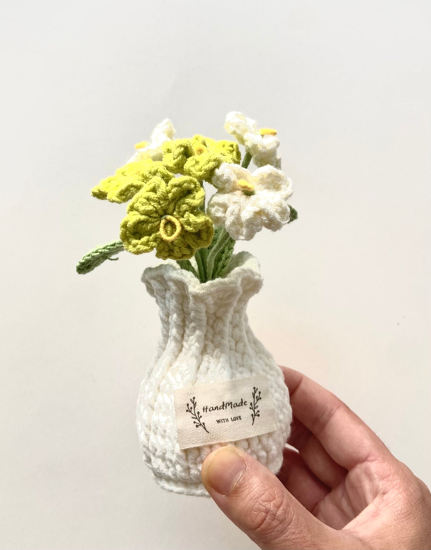Handmade Crochet Plants in Vase - Forget-me-not and Hydrangea