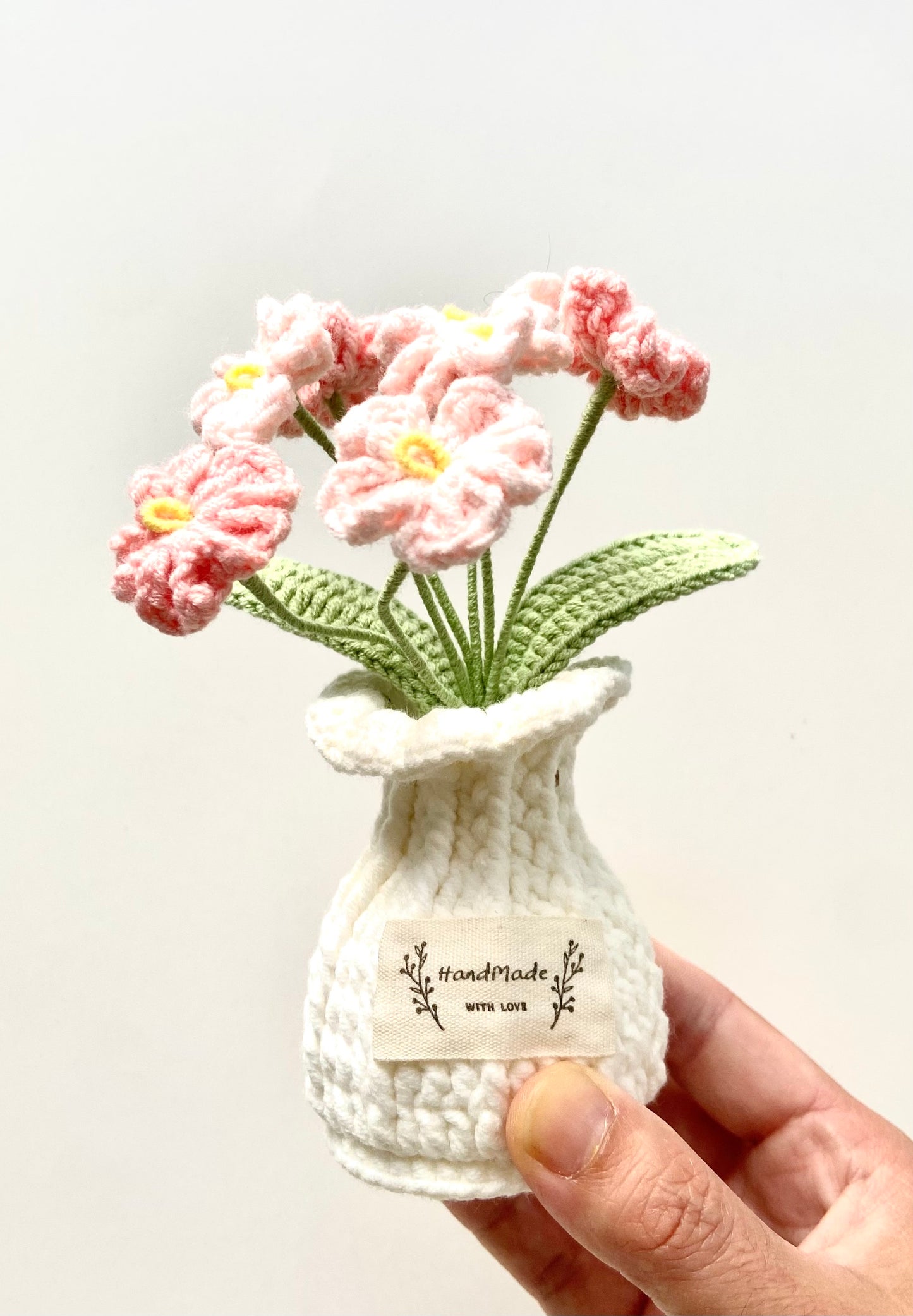Handmade Crochet Plants in Vase - Forget-me-not and Hydrangea