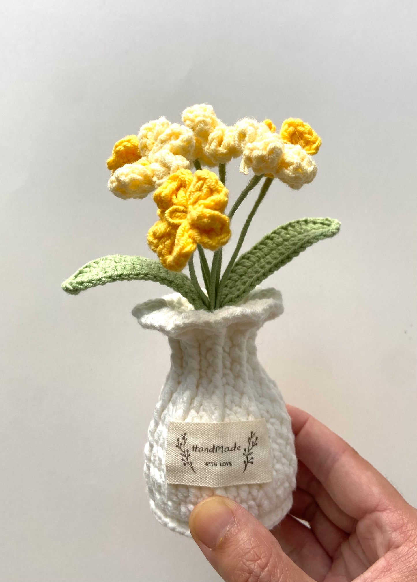 Handmade Crochet Plants in Vase - Forget-me-not and Hydrangea