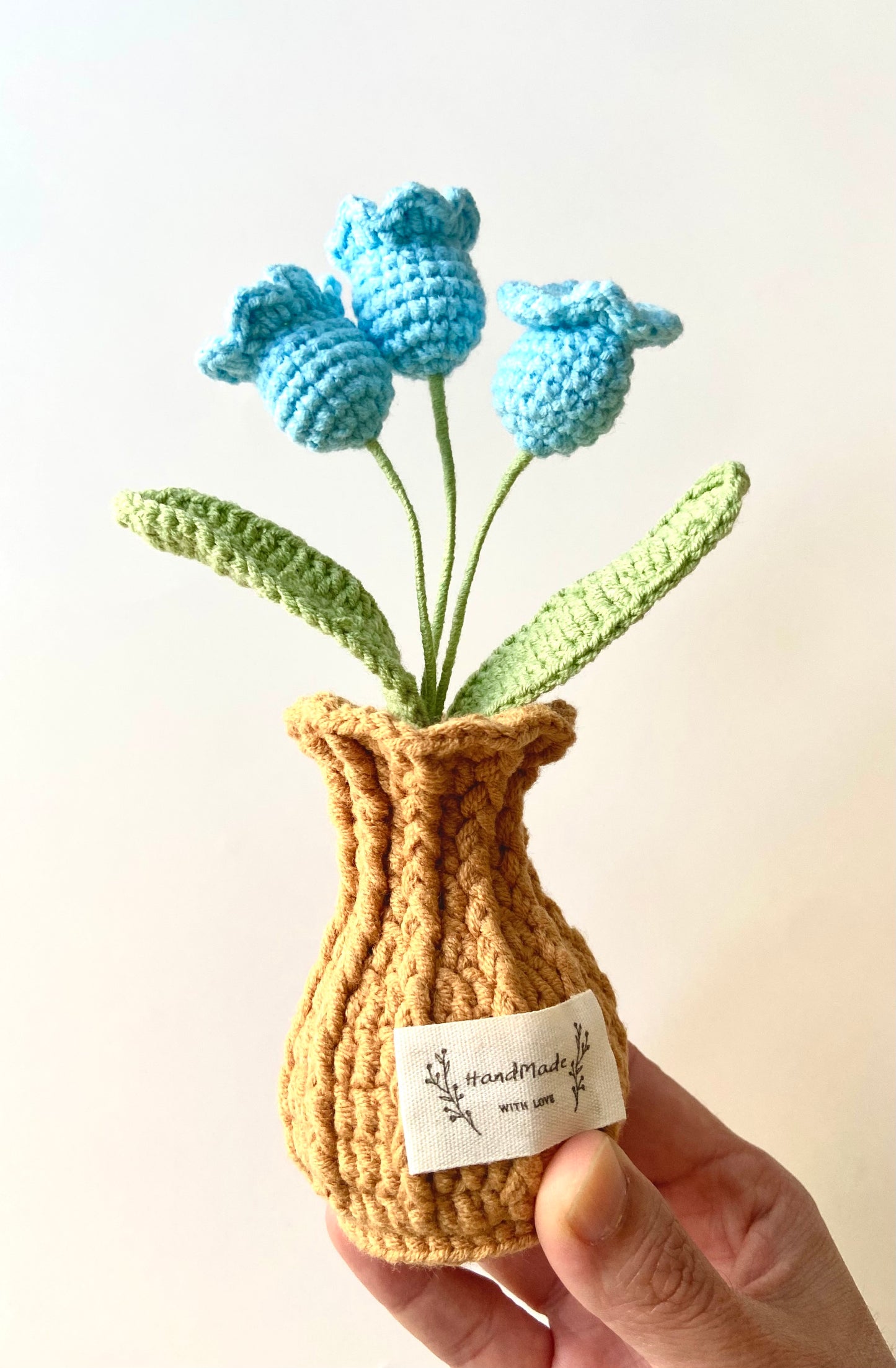 Handmade Crochet Plants in Vase - Mini Roses and Lily in the Valley