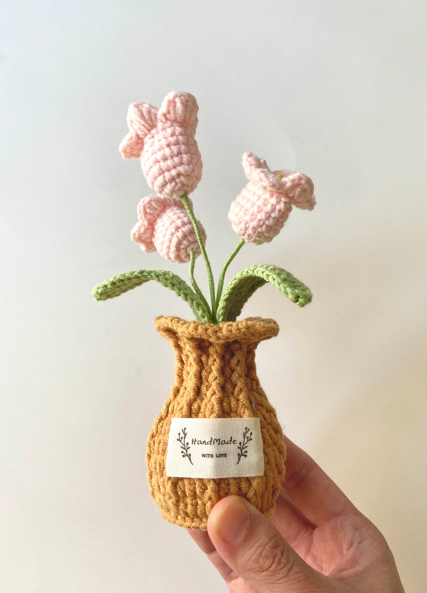 Handmade Crochet Plants in Vase - Mini Roses and Lily in the Valley