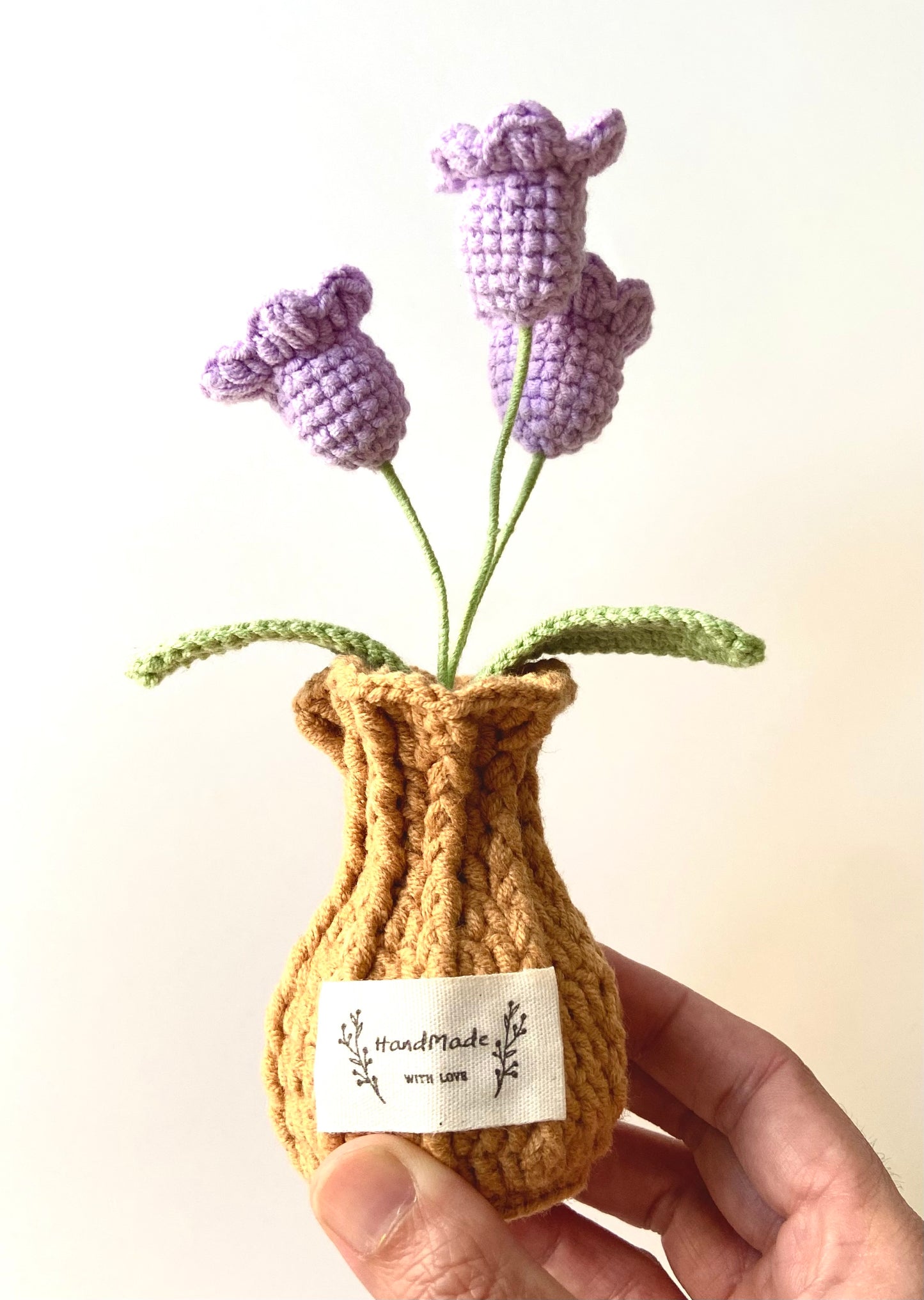 Handmade Crochet Plants in Vase - Mini Roses and Lily in the Valley