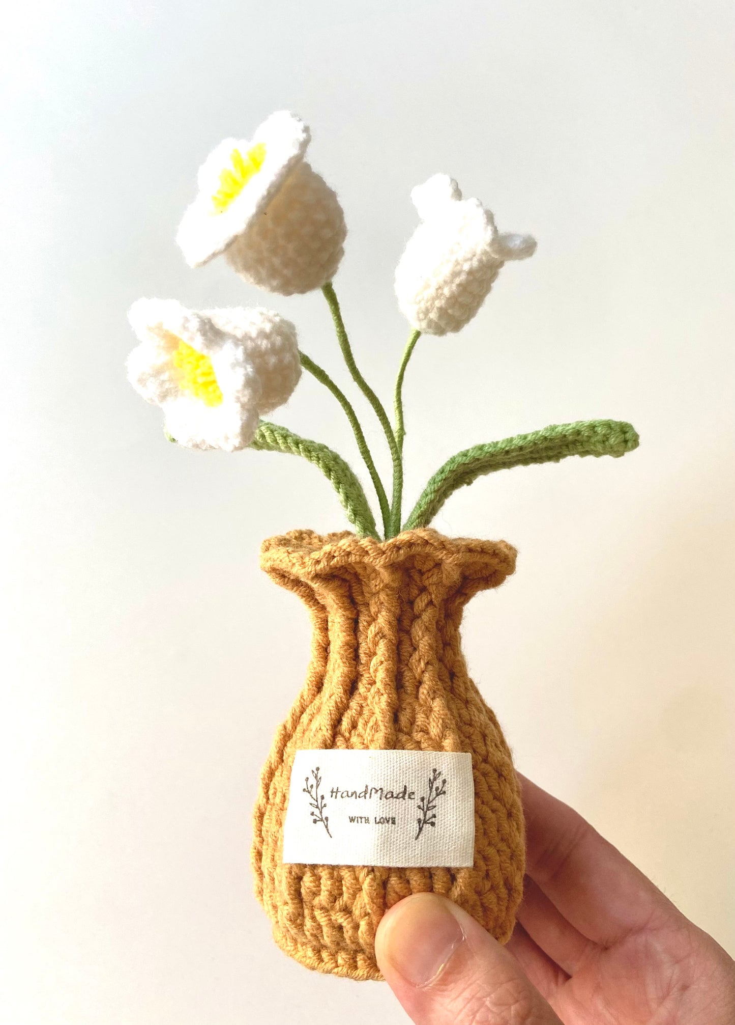 Handmade Crochet Plants in Vase - Mini Roses and Lily in the Valley