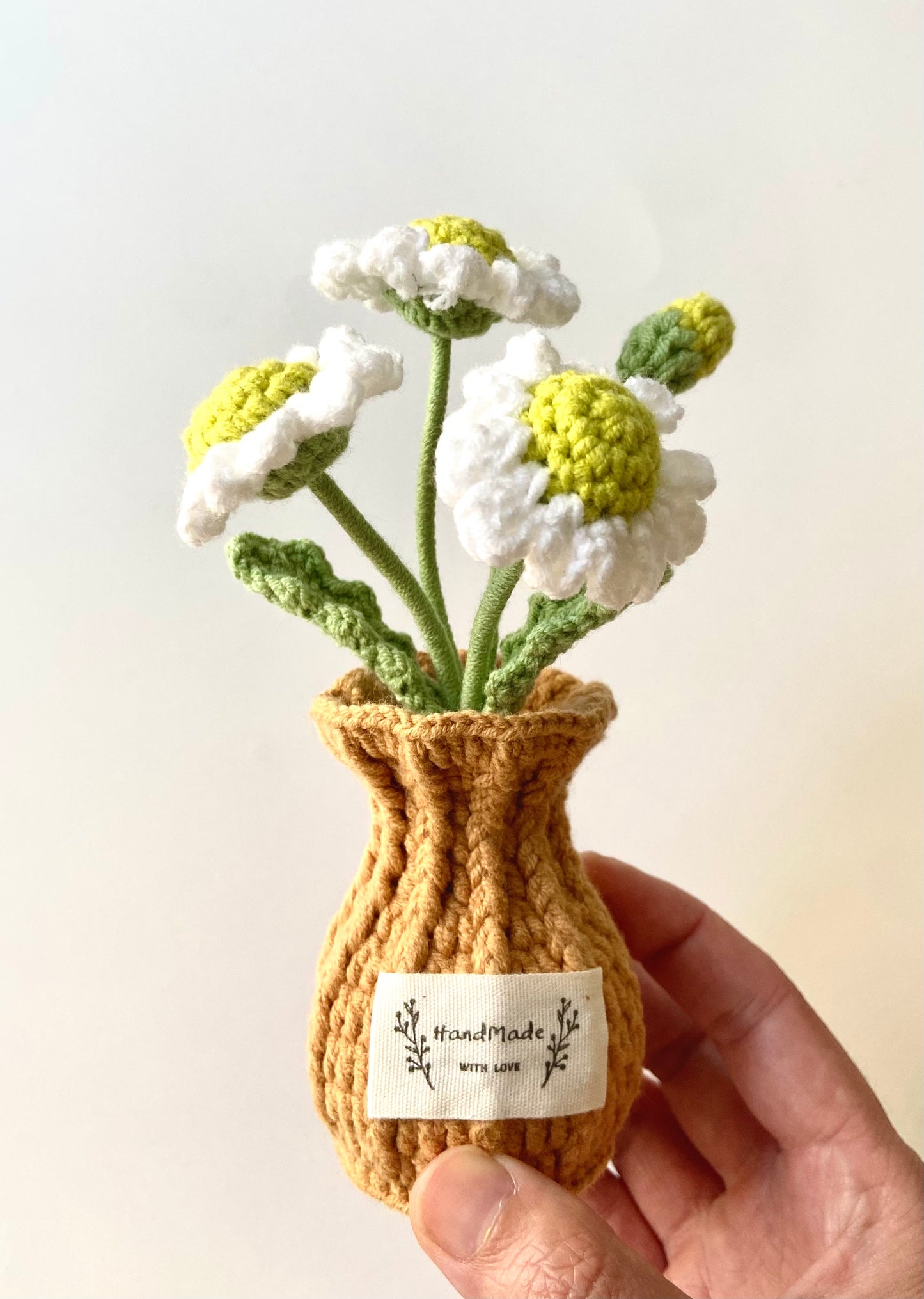 Handmade Crochet Plants in Vase – Mini Sunflowers, Daisy