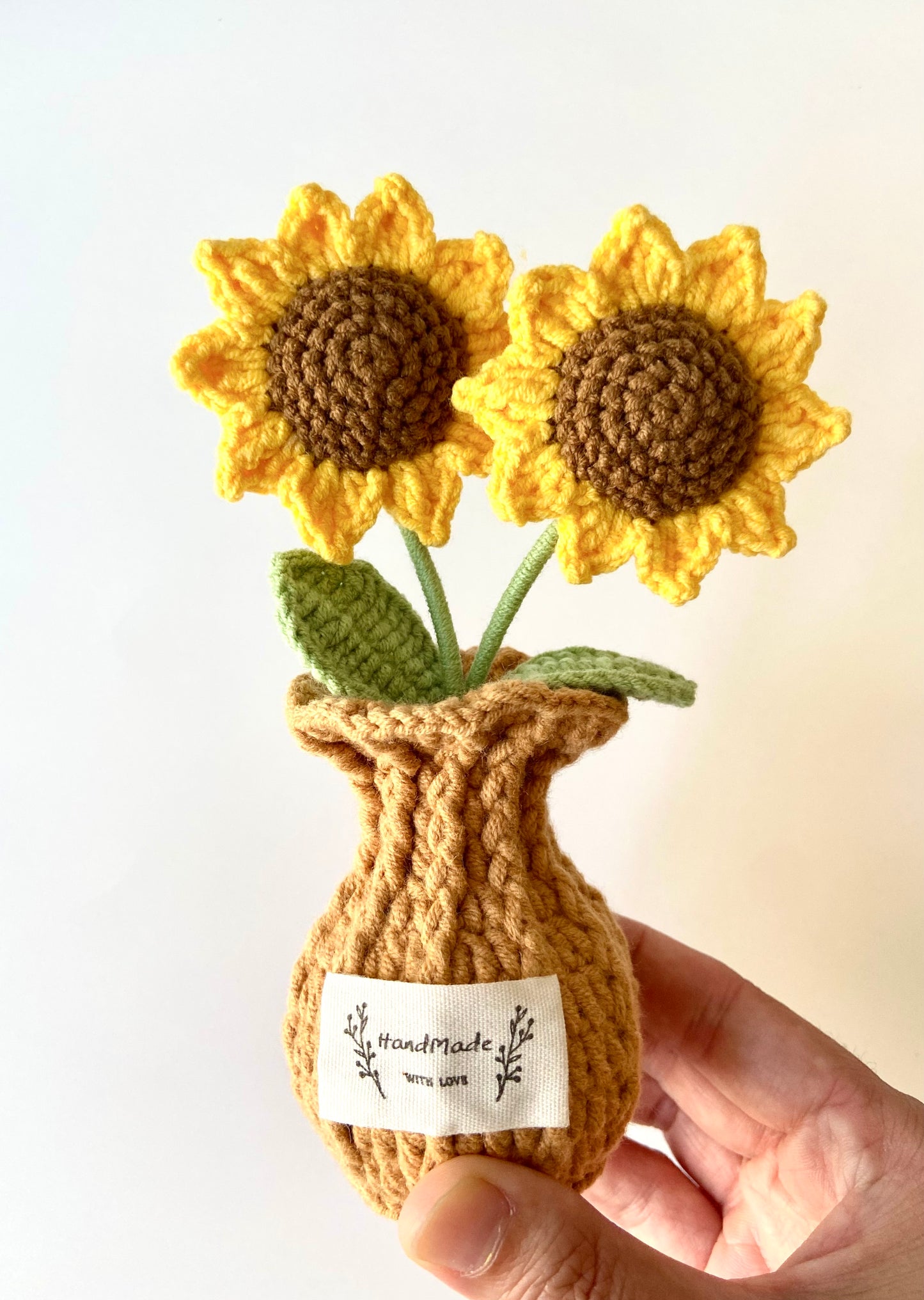 Handmade Crochet Plants in Vase – Mini Sunflowers, Daisy