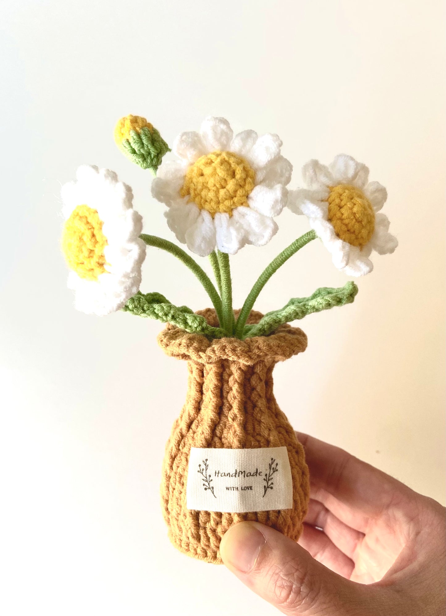 Handmade Crochet Plants in Vase – Mini Sunflowers, Daisy
