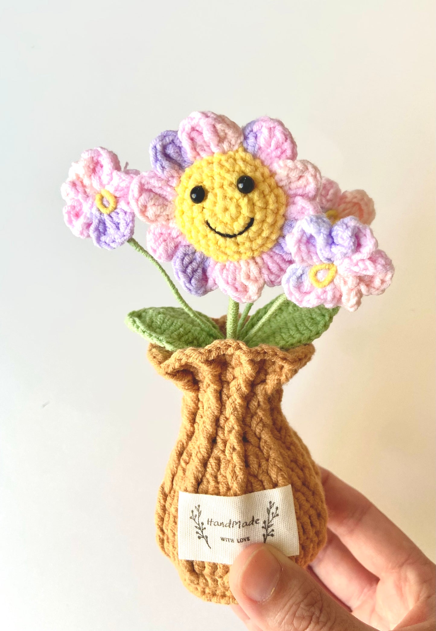 Handmade Crochet Plants in Vase – Mini Sunflowers, Daisy