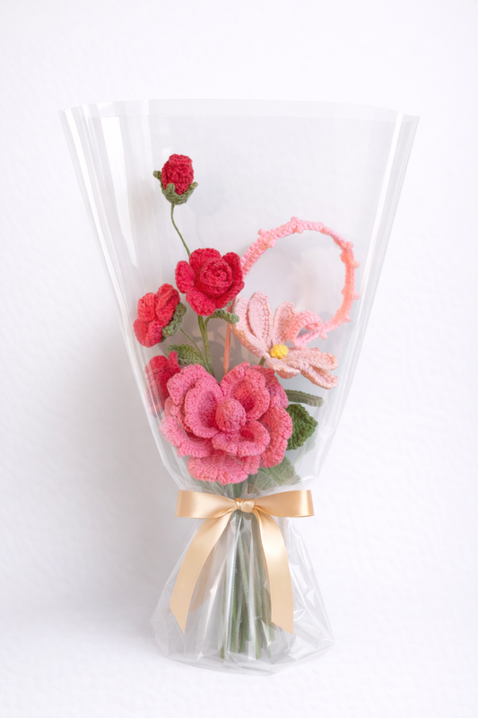 Artist Designed Crochet Bouquet – Value Edition | Unique Colorways, Minimal Wrap, 2 Styles