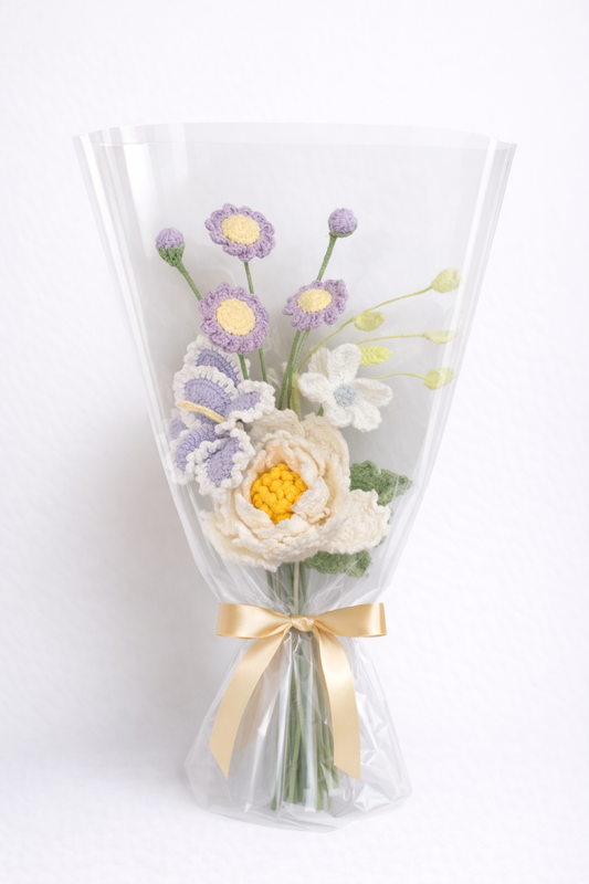 Artist Designed Crochet Bouquet – Value Edition | Unique Colorways, Minimal Wrap, 3 Styles