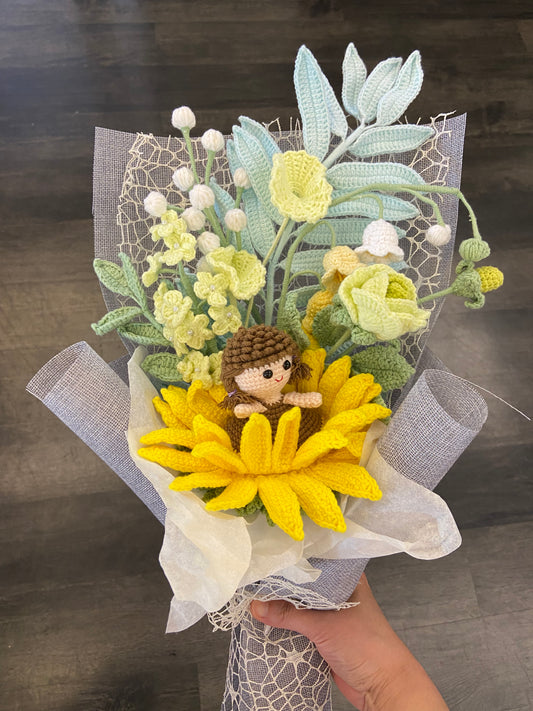 Premade Crochet Bouquet - sunflower fairy