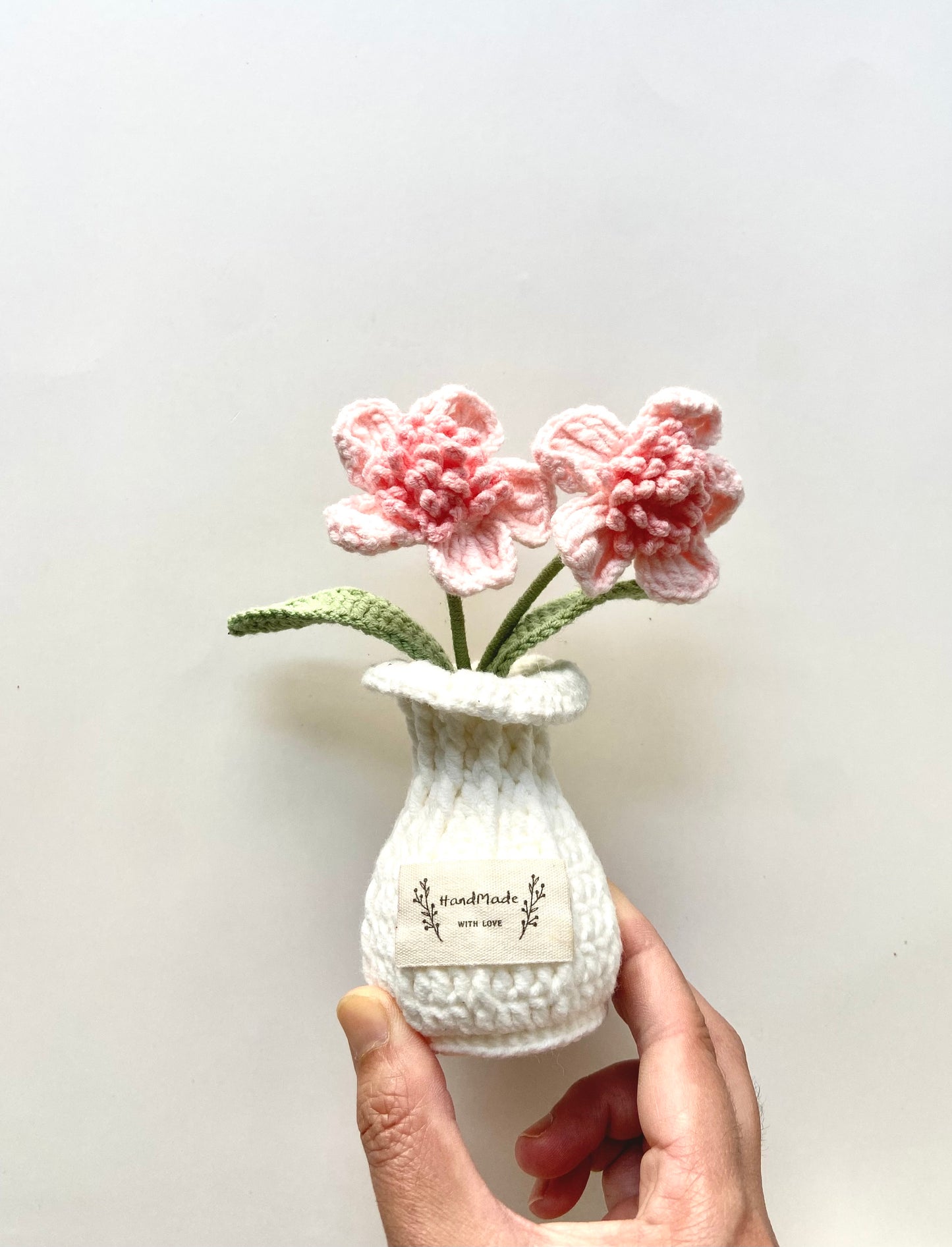 Handmade Crochet Plants in Vase - Forget-me-not and Hydrangea