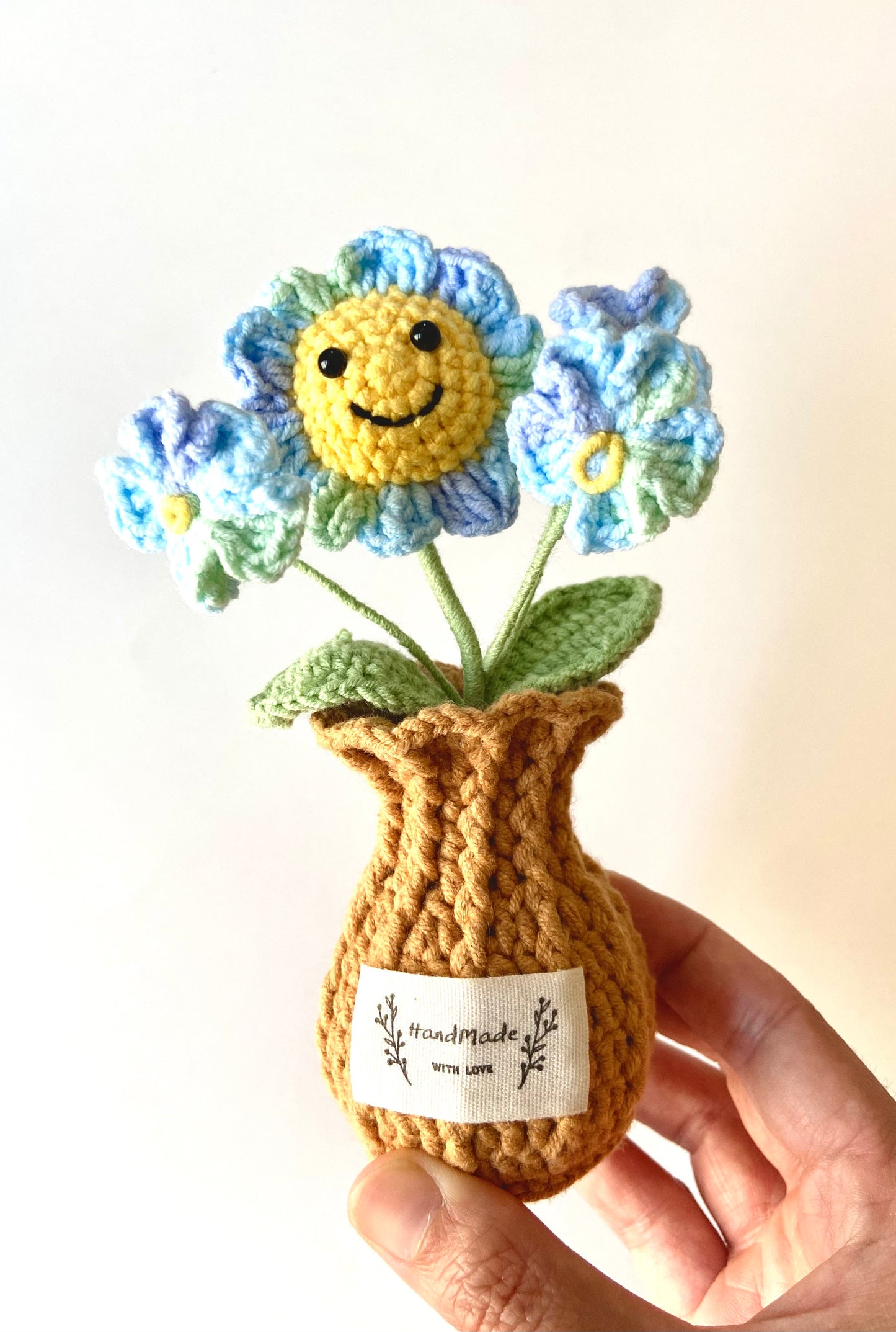 Handmade Crochet Plants in Vase – Mini Sunflowers, Daisy