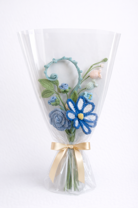 Artist Designed Crochet Bouquet – Value Edition | Unique Colorways, Minimal Wrap, 2 Styles