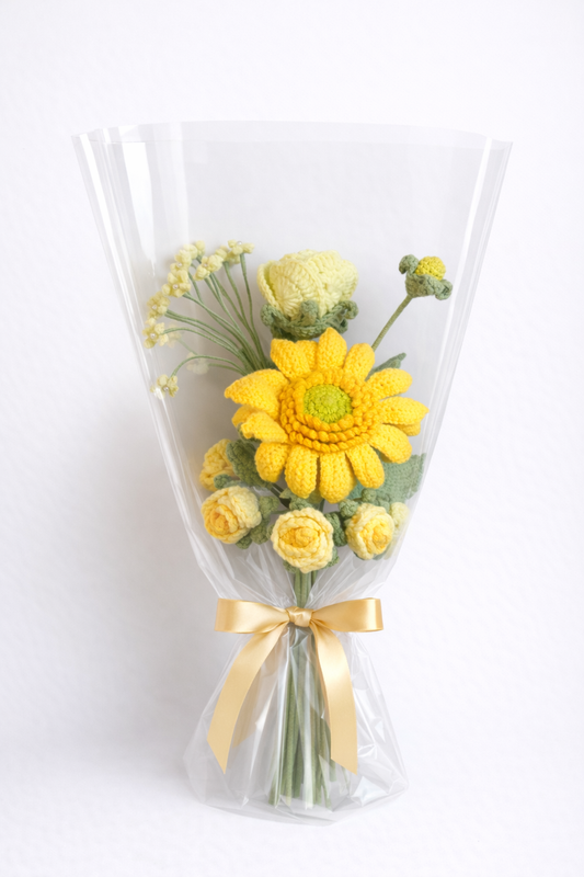 Artist Designed Crochet Bouquet – Value Edition | Unique Colorways, Minimal Wrap, 2 Styles