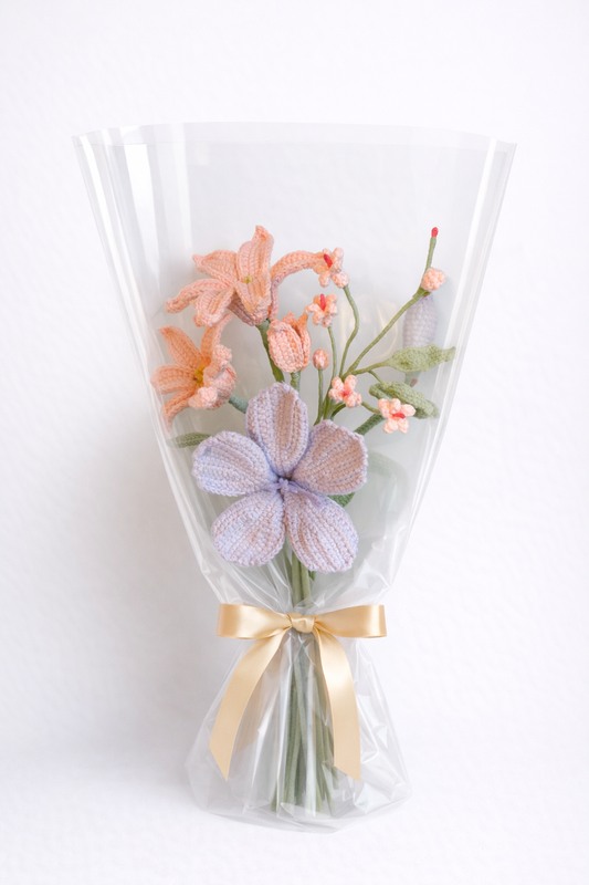Artist Designed Crochet Bouquet – Value Edition | Unique Colorways, Minimal Wrap, 2 Styles